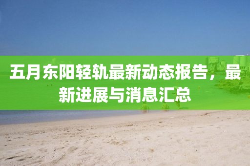 五月东阳轻轨最新动态报告，最新进展与消息汇总