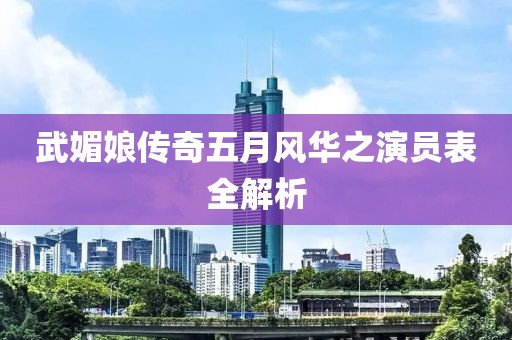 武媚娘传奇五月风华之演员表全解析