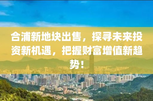 合浦新地块出售，探寻未来投资新机遇，把握财富增值新趋势！