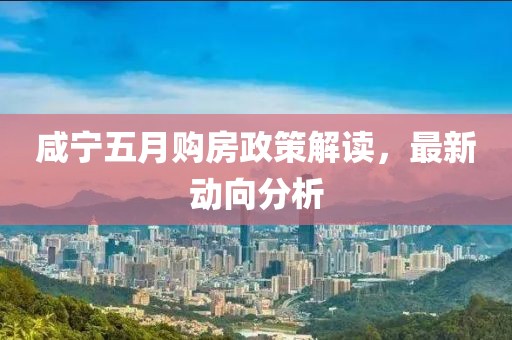 咸宁五月购房政策解读，最新动向分析