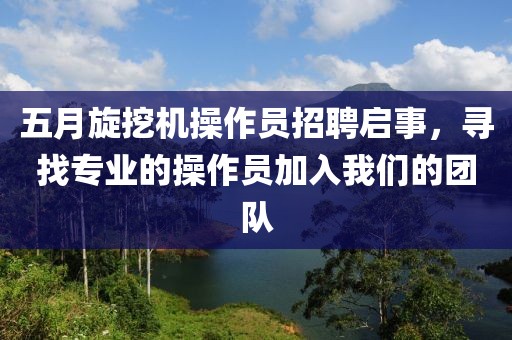 五月旋挖机操作员招聘启事，寻找专业的操作员加入我们的团队