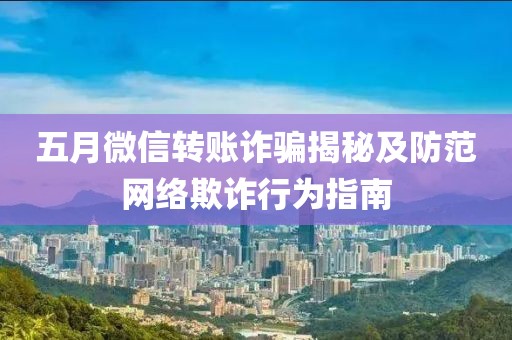 五月微信转账诈骗揭秘及防范网络欺诈行为指南